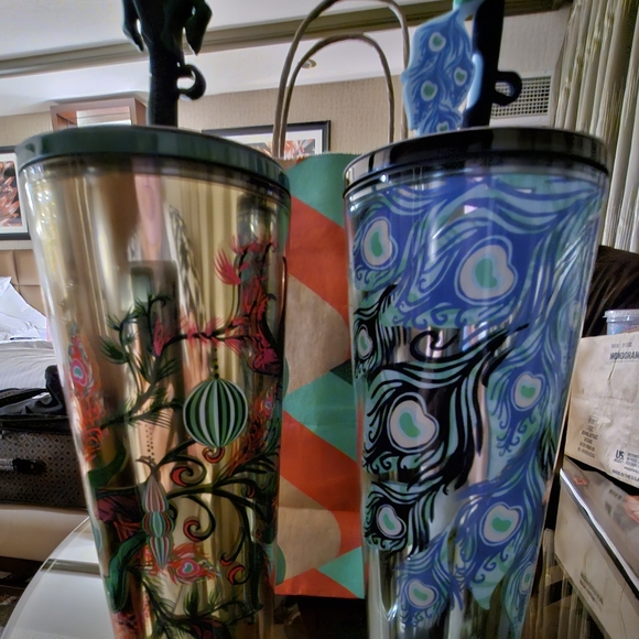 PAIR of Starbucks Holiday Peacock Collection Cold Cups will sell separately. OBO - Picture 7 of 7
